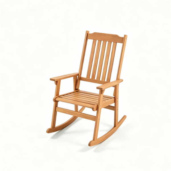 Solid Acacia Wood Outdoor Rocking Chair, Heavy Duty 400LBS Capacity Porch Rocker With Slatted Back For B Ackyard Deck Garden
