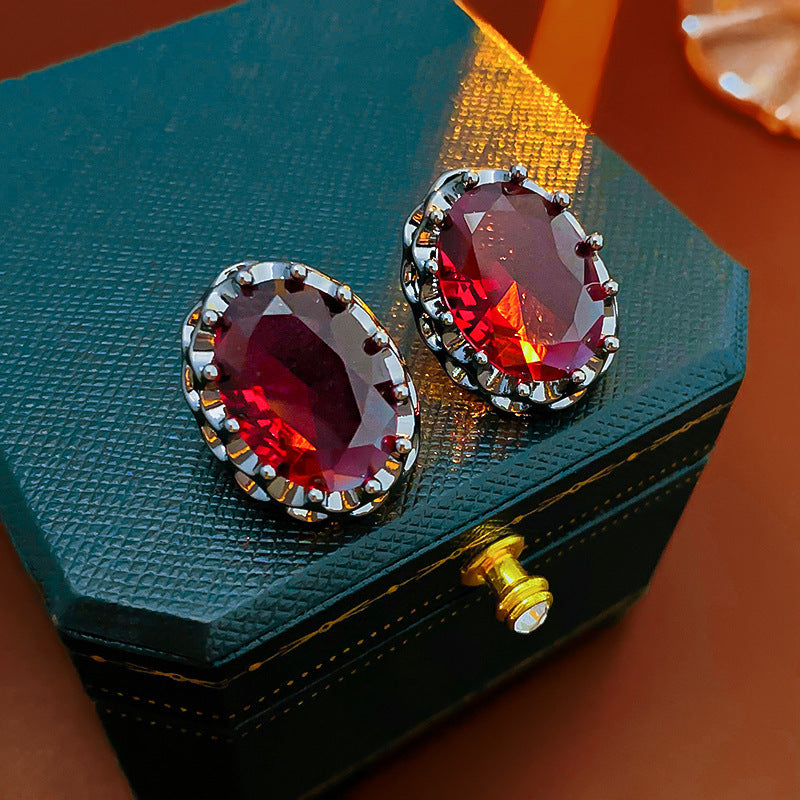Trendy Retro Rhinestone Fringe Earrings For Women S925 Silver Post Rhombus All-match Gift