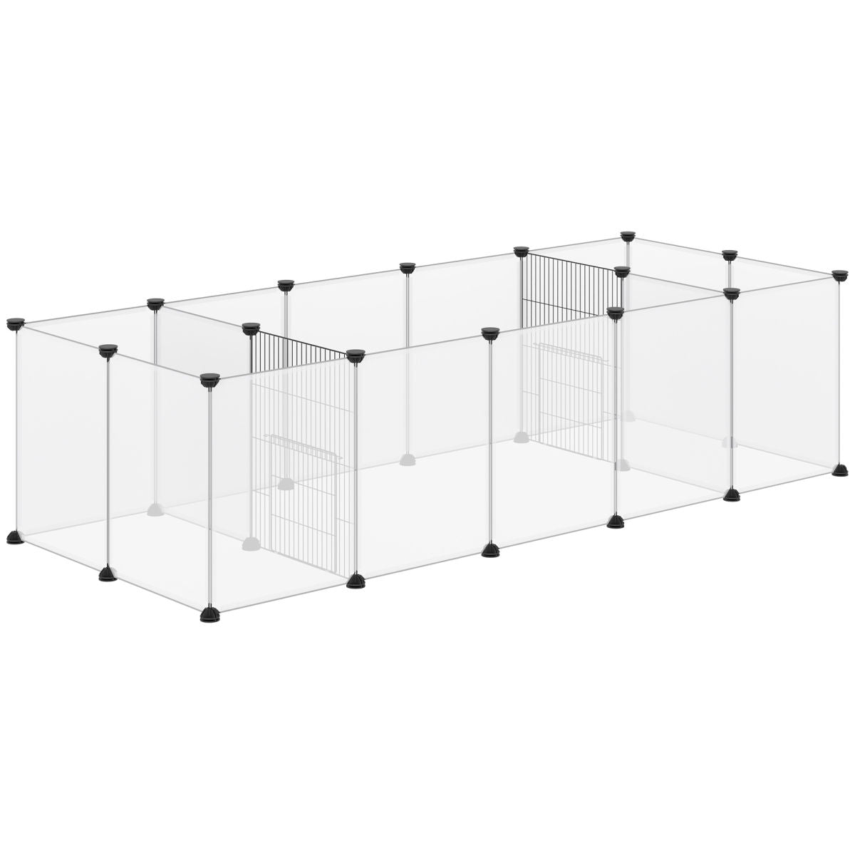 PawHut 18-Panel Small Animal Cage, Pet Playpen, For Guinea Pigs, Hedgehogs - White