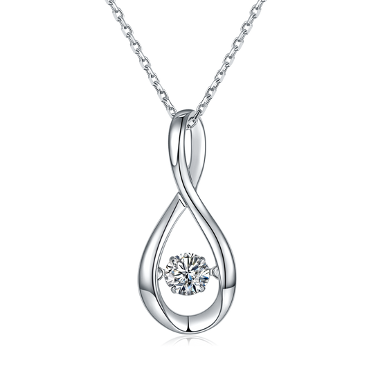 S925 Sterling Silver 0.5ct D Color VVS1 Moissanite Infinity Pendant Necklace 45cm Platinum Plated GRA Certified Gift Box