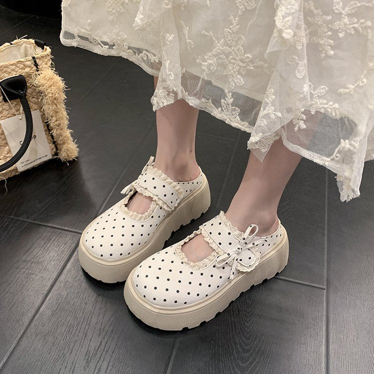Sponge Cake Thick Bottom Fairy Style Half Slippers, Women's Outdoor Wear, Summer Mary Jane Burkon Cool Slippers