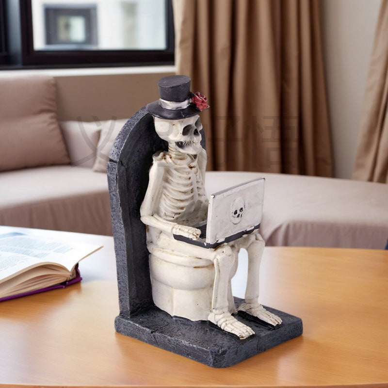 Halloween Horror Funny Skull Watch Computer Statue Ornaments