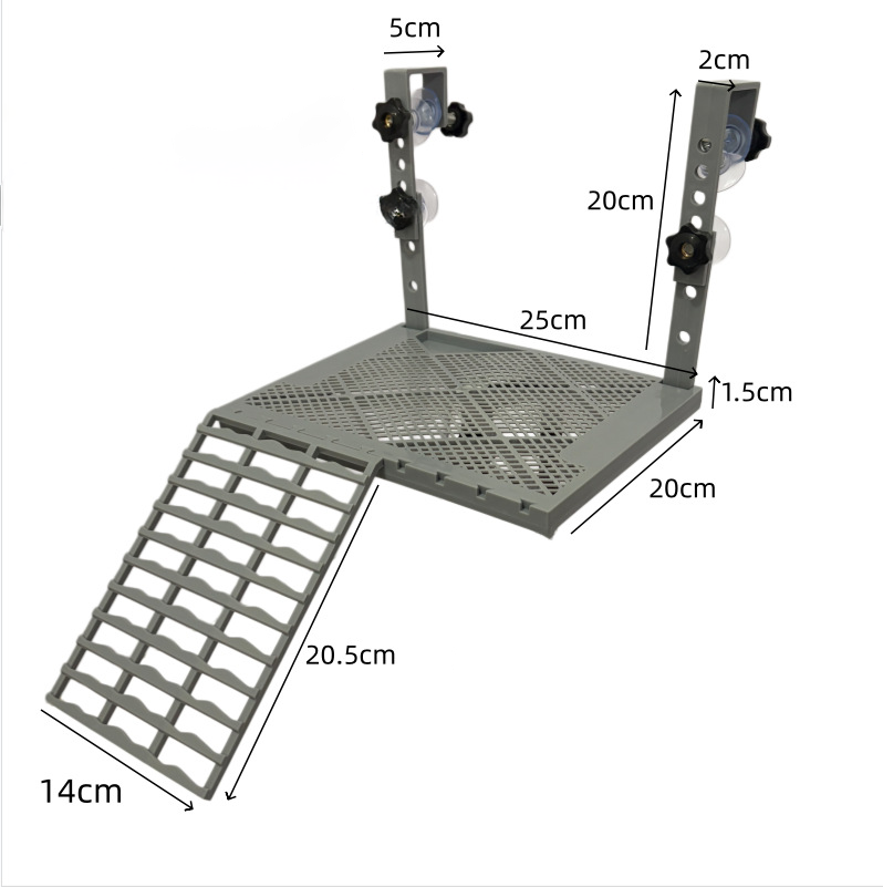 Hanging Turtle Basking Platform With Built-in Food Tray, Zero Zip-Tied, Non-Slip Ramp Terrace, Resting Turtles Dock, For 25-75 Gallon Aquariums Frog Turtle Turtle Tank Accessories