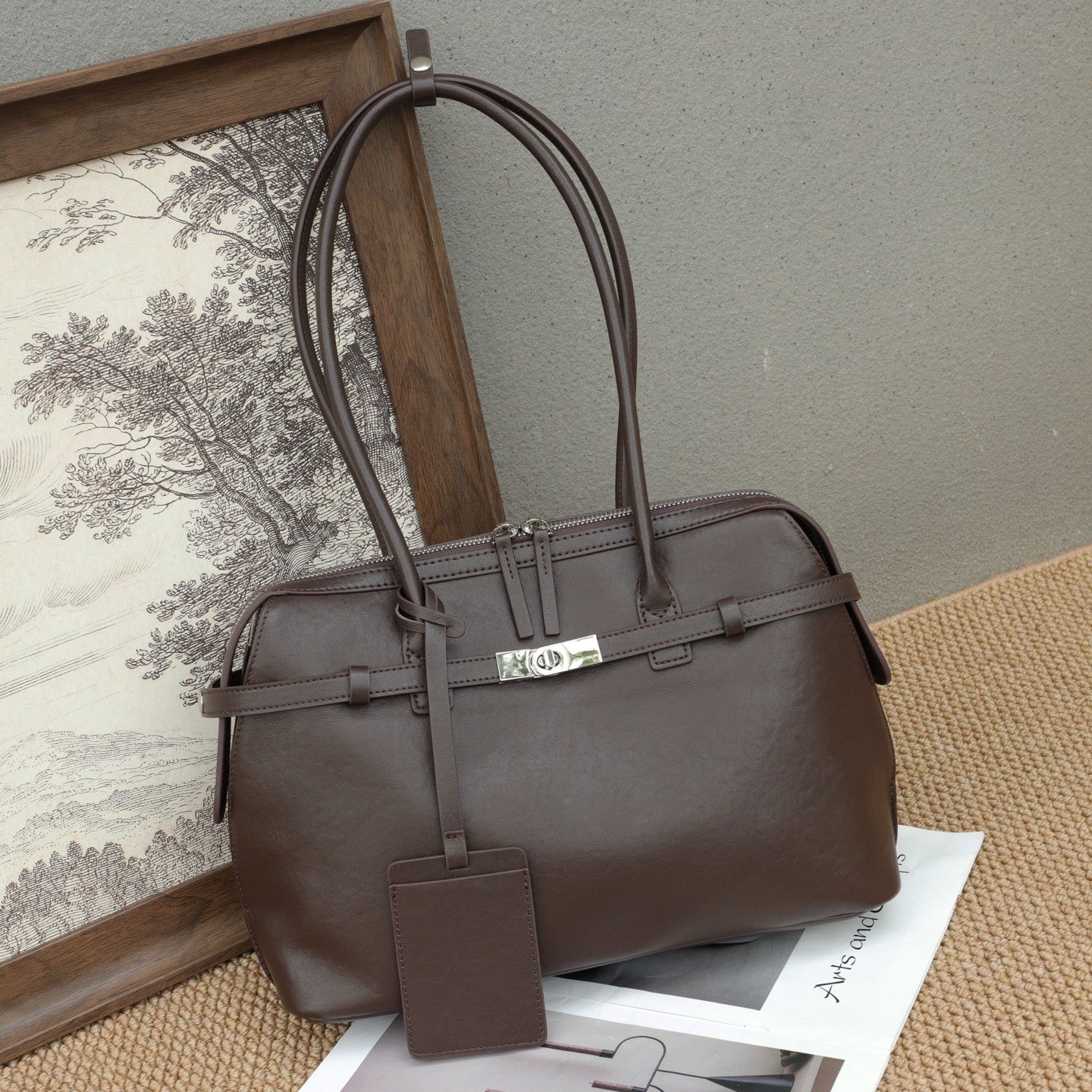 Popular New Retro Genuine Leather Tote Bag In Europe And America, High-End Feel, Large Capacity, Perfect For Commuting, Versatile Shoulder And Underarm Bag