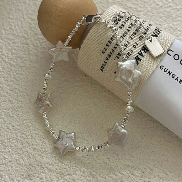 1pc 999 Sterling Silver Baroque Pearl Bracelet, Delicate Luxurious Style, Perfect For Daily Wear And Valentine's Gift