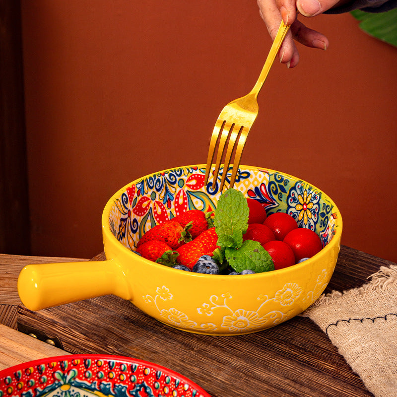 Bohemian Ceramic-handled Bowl Creative Design For Home Use