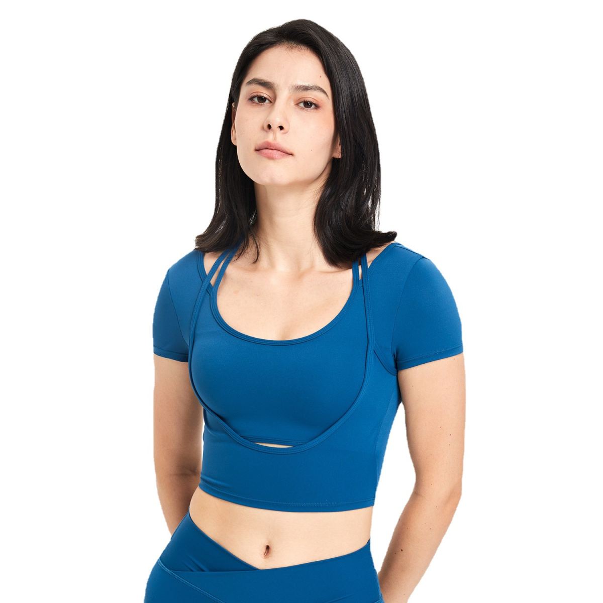 Women's Fashionable Temperament Yoga Clothes Short-sleeved Top With Chest Pad