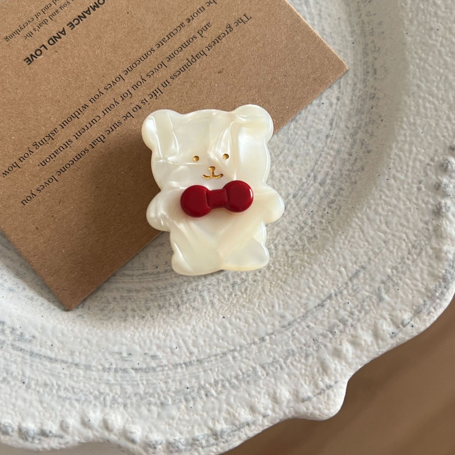 Retro Little Bear Cute Bow Hair Clip For Bangs