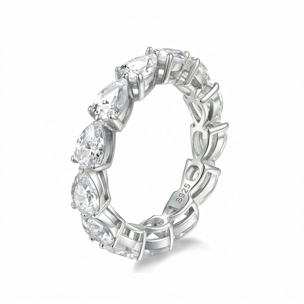 Cross-border Best-selling S925 Sterling Silver Light-luxury Claw-set Ring