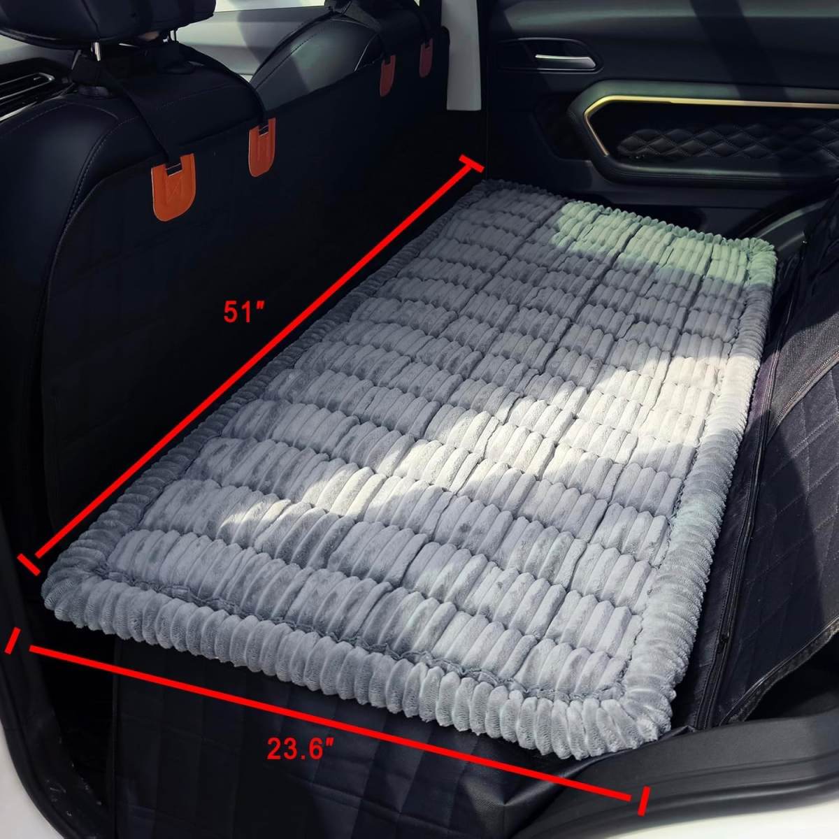 Dog Bed For Car Back Seat Non-Slip, Backseat Dog Bed Mat For Backseat Extenders, Pet Car Blanket Seat Cover For SUVs Trucks Sedans, Soft Machine Washable Travel Dog Bed
