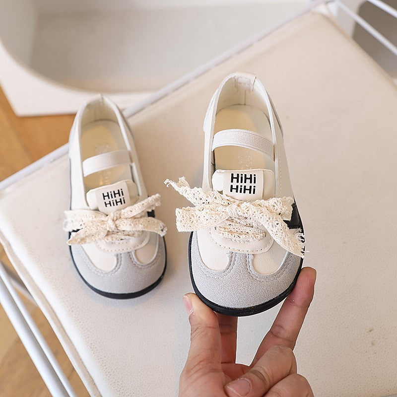 Children's Shoes, Girls' Casual Shoes, Korean Version Children's Shoes, Lace Bow Children's Moral Training Shoes