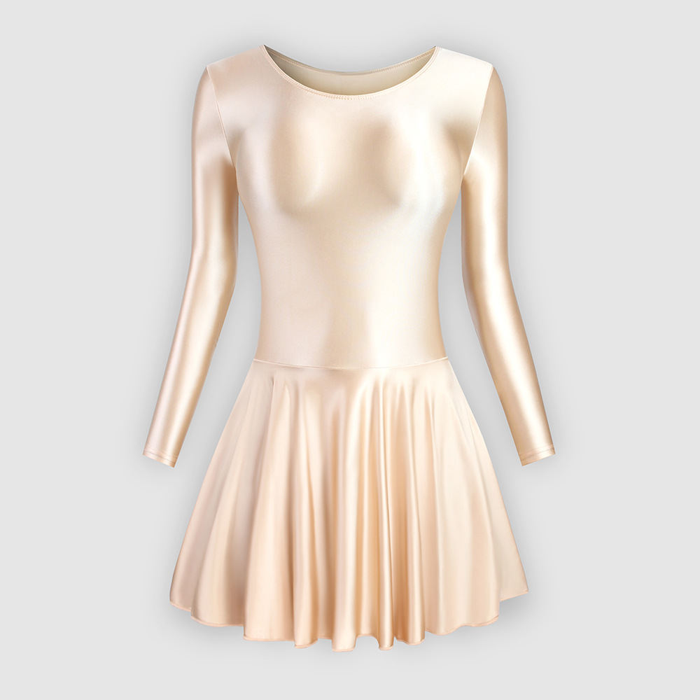 Glossy Silky One-piece Tight Practice Skirt Sports Yoga