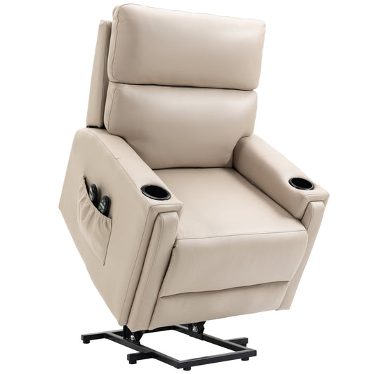 Electric Riser And Recliner Chair, With Massage And Heat - Beige
