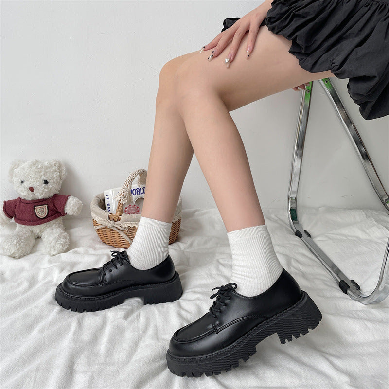 Black Large-size Leather Shoes Womens New Spring Autumn Style
