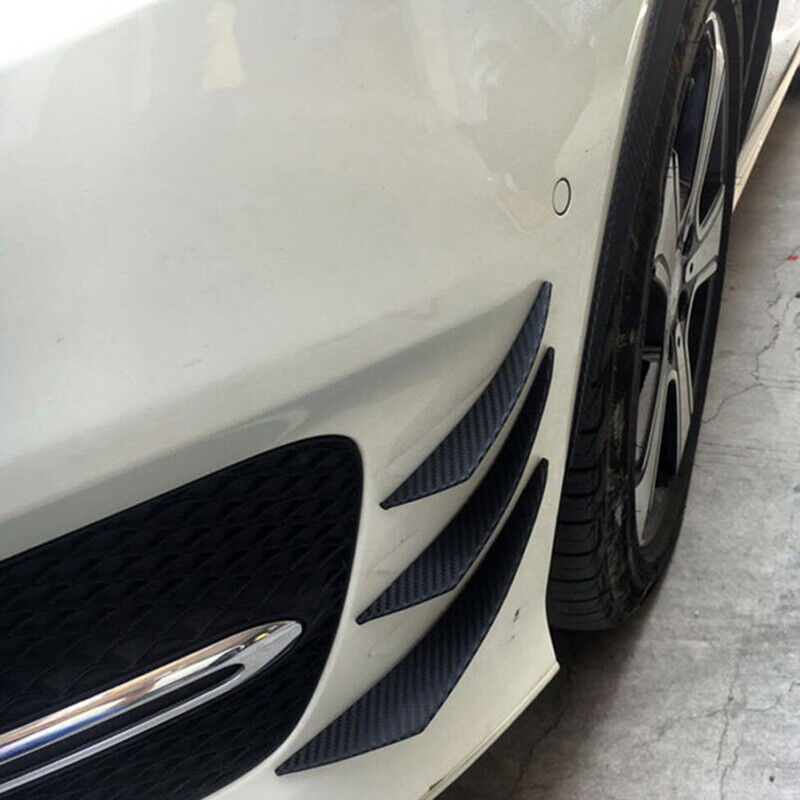 6Pcs Universal Carbon Fiber Car Front Bumper Canards Fins Spoiler Body Splitter