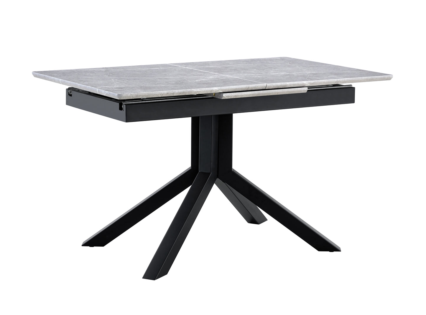 Modern Rectangular Dining Table With Light Gray Painted MDF Top And Sturdy Geometric Metal Legs, Contemporary Kitchen Table For Dining Room, Office Or Small Spaces  Light Gray Marble, 1 Table