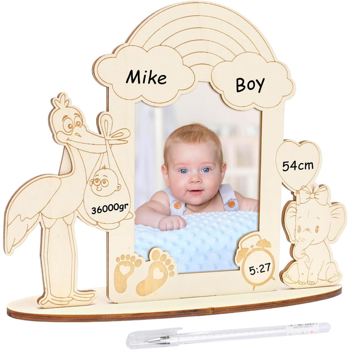 Party Decorations & Accessories—Welcome Home Baby Gift Picture Frame, Birth Gift, Baby Shower Table Decor, Birth, Stork, Wooden Photo Frame, Baby Welcome Home Gift For Baby Girls, Toddlers, Birth
