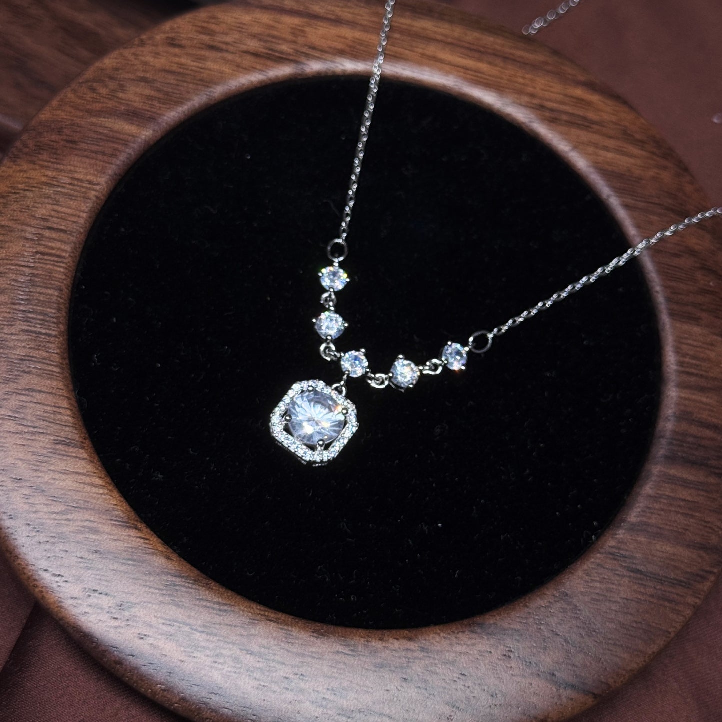 S999 Sterling Silver Sugar Cube Necklace For Women, Korean Style Zircon Clavicle Chain, Luxury Fashion Jewelry