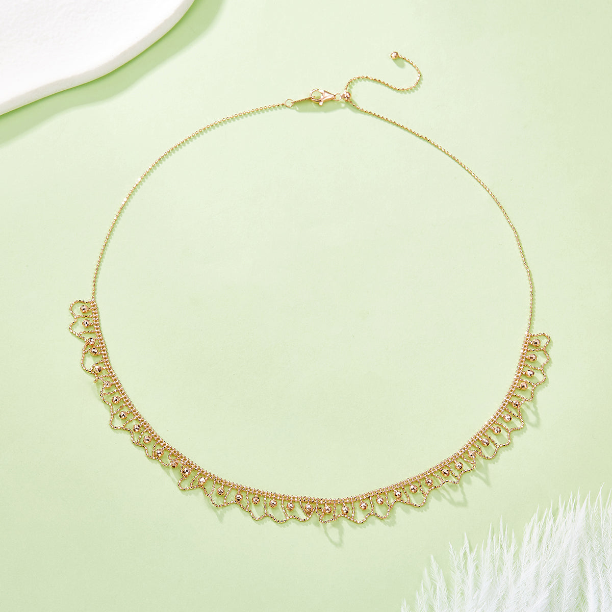 S925 Sterling Silver Scallop Edge Necklace 45cm Adjustable 9.5mm Wide 5.2g Platinum Gold Rose Gold Plated Gift Box