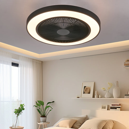 19-inch Black Ceiling Fan Light With LED RGB  Dimmable  Color-Changing, APP  Remote Control, Modern Smart Ceiling Fan For Living Room, Bedroom, And Dining Room Silent 6-Speed Reversible DC Motor