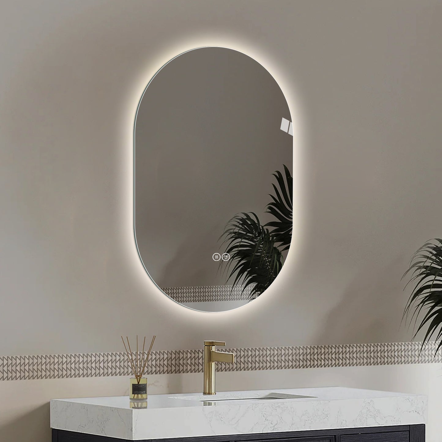 48x30 Inch Smart Wall Mounted LED Touch Screen Anti-fog Mirror Bathroom Mirror, Barber Shop Mirror