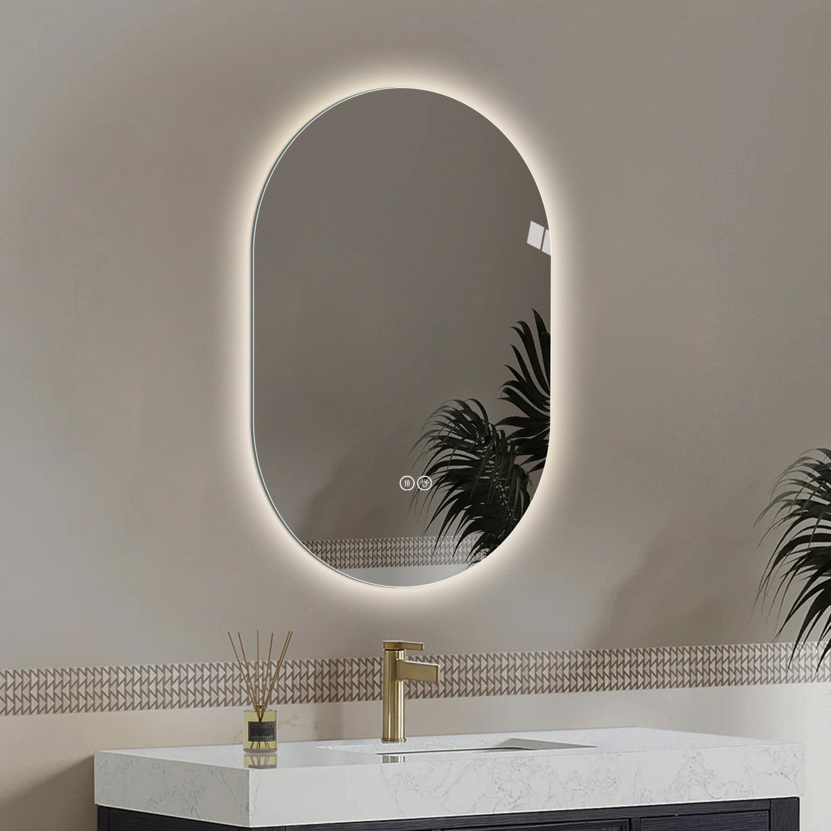 48x30 Inch Smart Wall Mounted LED Touch Screen Anti-fog Mirror Bathroom Mirror, Barber Shop Mirror