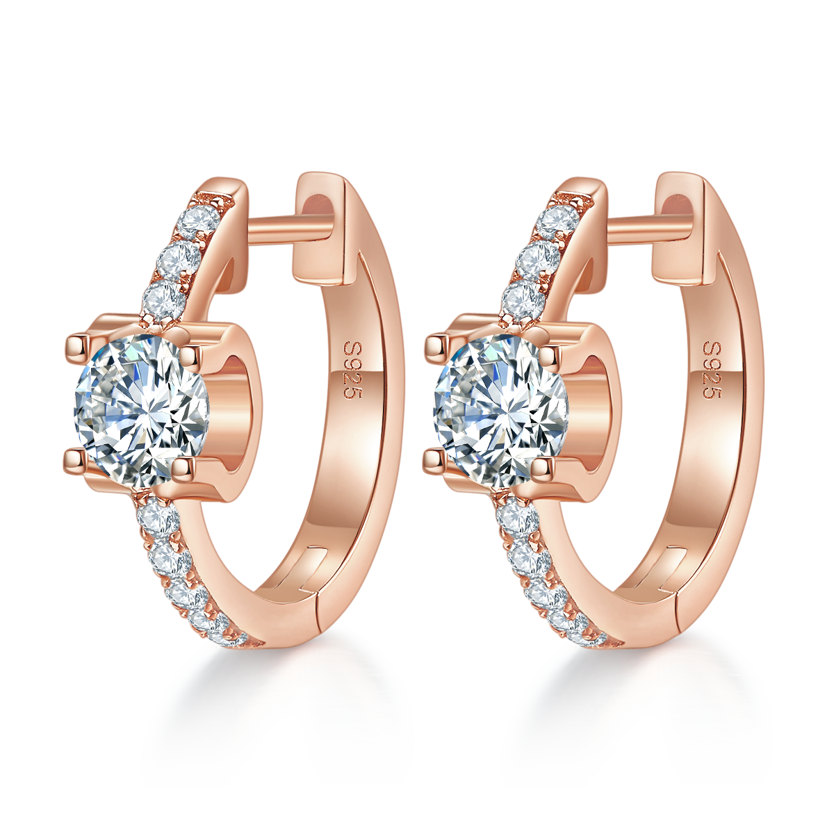 S925 Sterling Silver 1.24CT Moissanite Hoop Earrings 16.5mm  Platinum Plated Huggie Hoops With GRA Certificate, 3.7g Jewelry Gift Box Set For Women