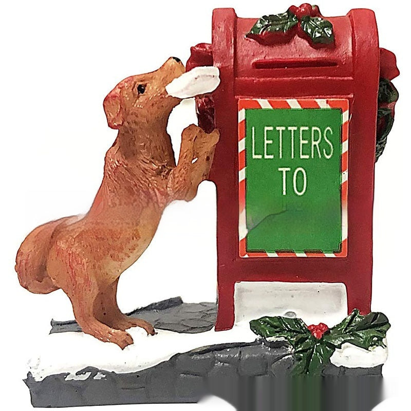 Christmas Gift Home Decor Resin Crafts Ornaments Cartoon Little Red Dog Mailbox Animal Accessories