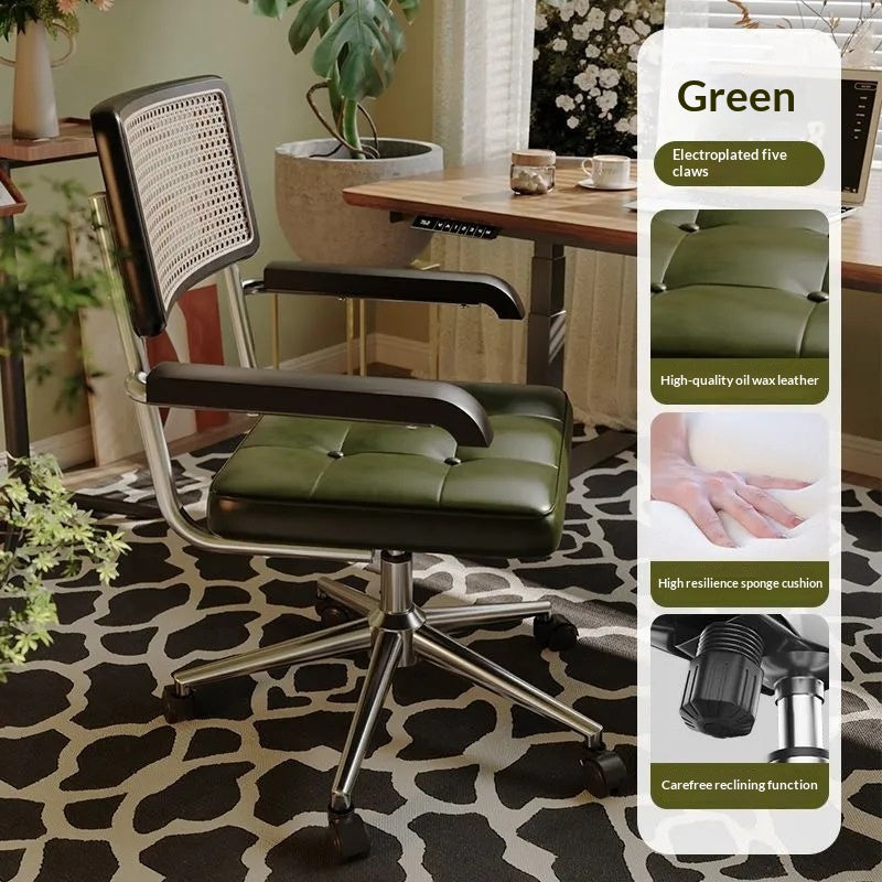 Retro-style Home Office Computer Chair Made From Imitation Rattan