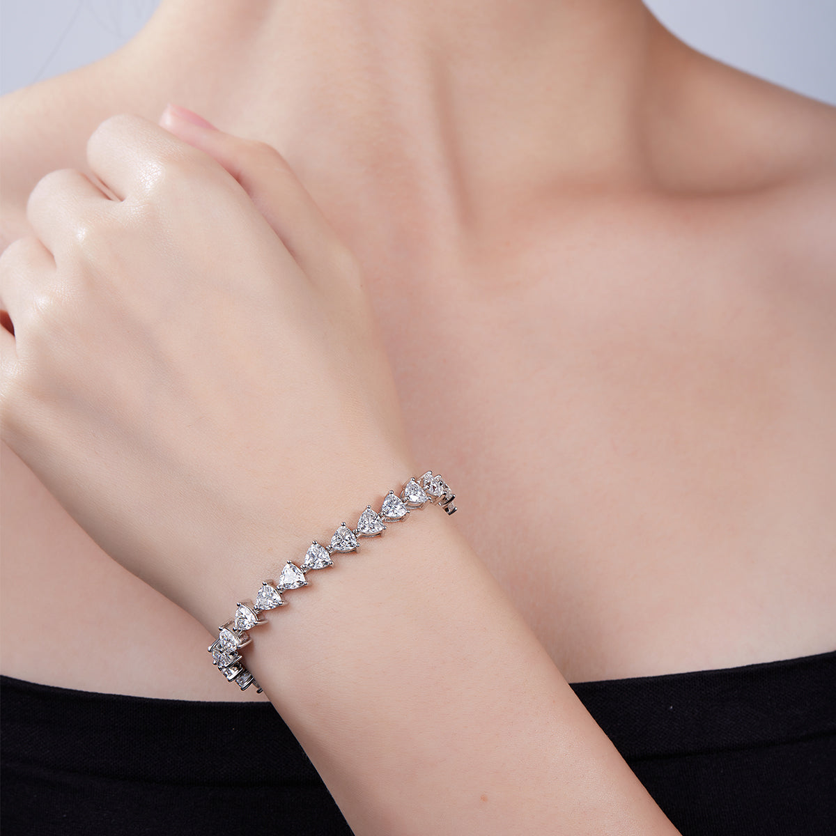 S925 Sterling Silver 5x5mm Trillion Cut Moissanite Tennis Bracelet D Color VVS1 16-18-20cm Platinum Plated GRA Certified Gift Box
