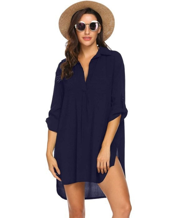 New Arrival Spring & Summer Women's V-Neck Dress, Fashion Beach Cover Up Sun Protection Swim Dress