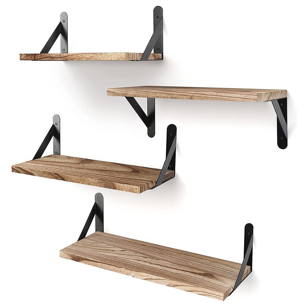 4PCS Home Corner Floating Shelves Wall Mounted Storage Wooden Display Shelf