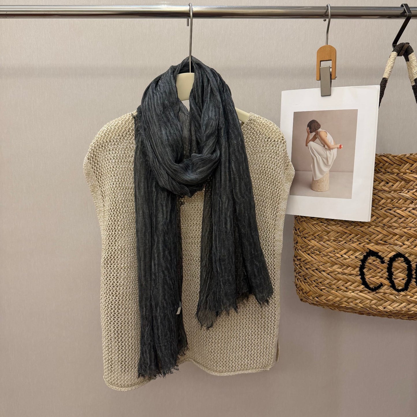 New-style Distressed Pleated Cotton-linen Warm Scarf