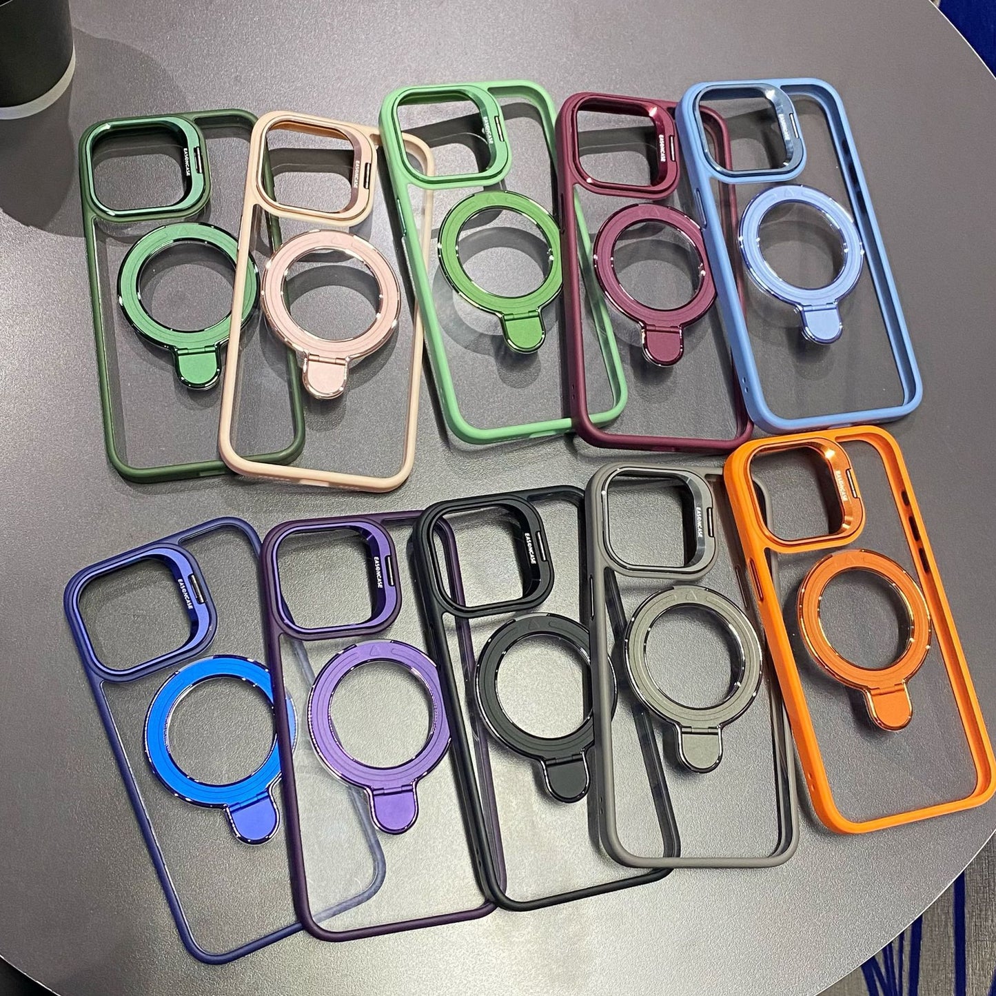 Simple Magnetic Charging Double Bracket Phone Case