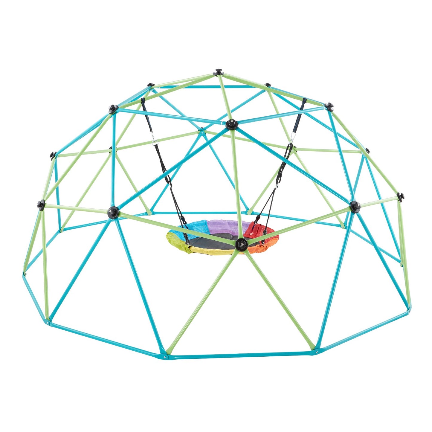 Climbing Dome, 10FT Geometric Dome Climber With Saucer Swing, 1000LBS Loading Kid's Jungle Gym Playground, Easy-Assembly Outdoor Backyard Climbing Equipment For Boys Girls 3 To 10 Years Old