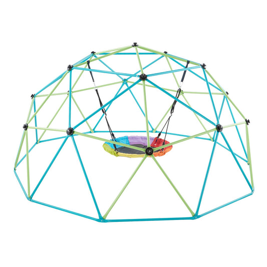 Climbing Dome, 10FT Geometric Dome Climber With Saucer Swing, 1000LBS Loading Kid's Jungle Gym Playground, Easy-Assembly Outdoor Backyard Climbing Equipment For Boys Girls 3 To 10 Years Old