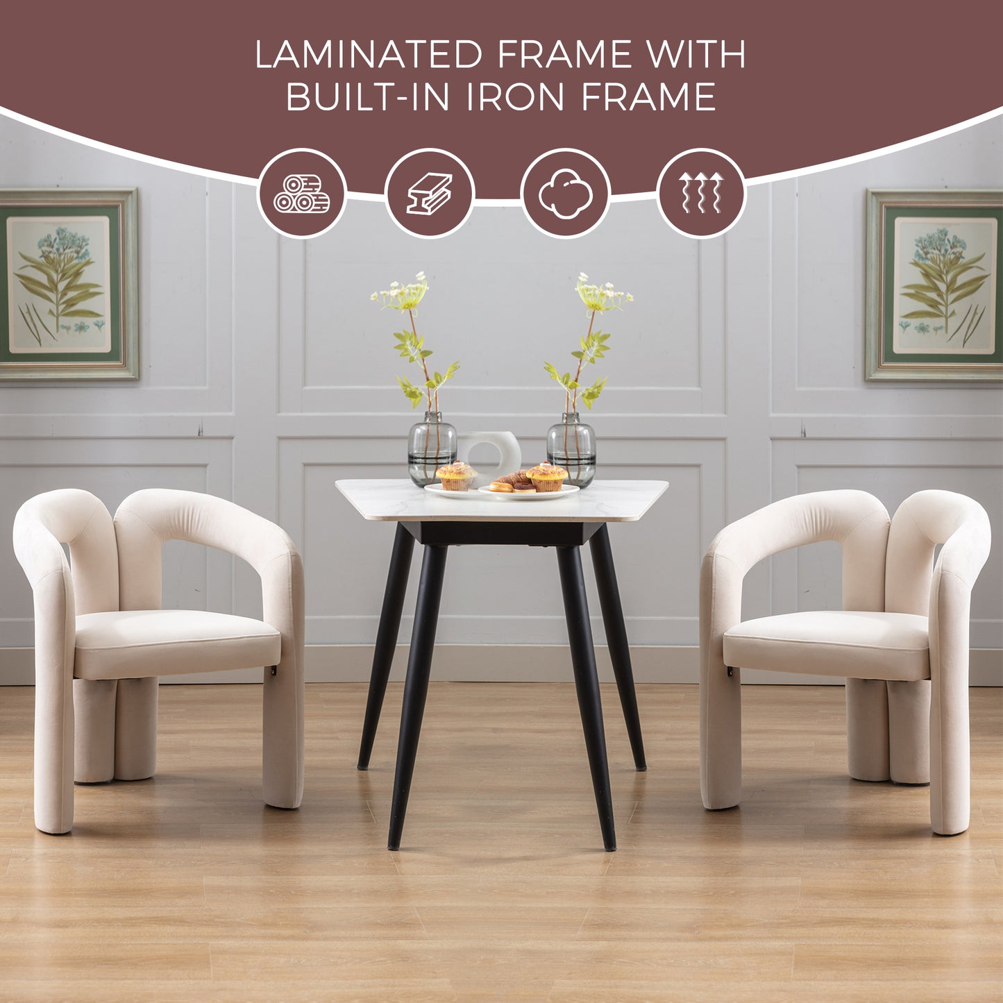 Contemporary Designed Velvet Fabric Upholstered Accent Dining Chair  Barrel Side Chairs Kitchen Armchair For Living Room Set Of 2  Beige Velvet