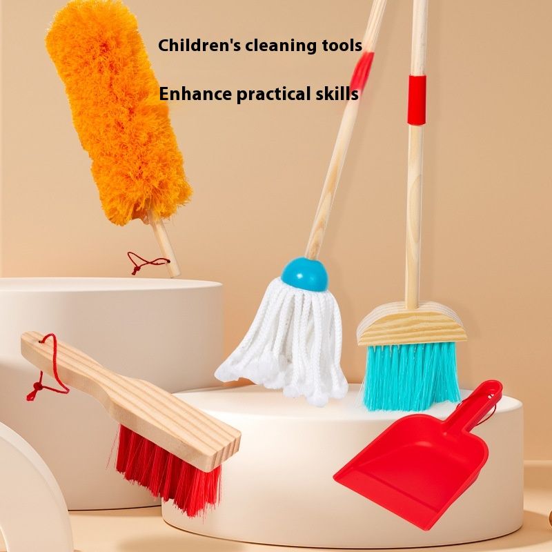 Children's Wooden Simulation Cleaning Suit Toys