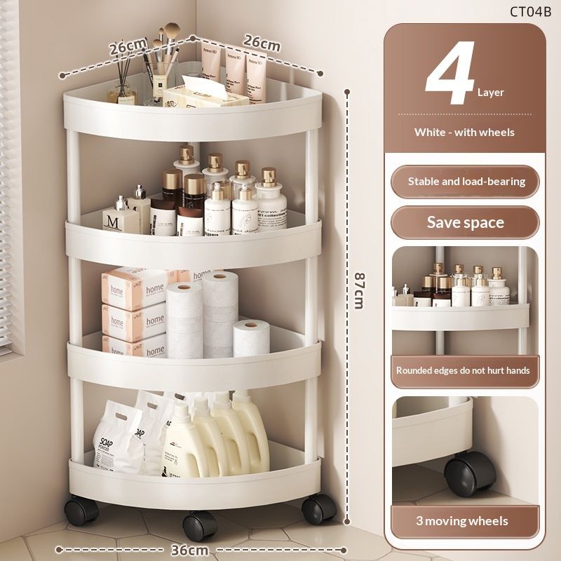 Small Cart Storage Rack For Home Bathroom, Movable Corner Triangular Multifunctional Storage Shelf