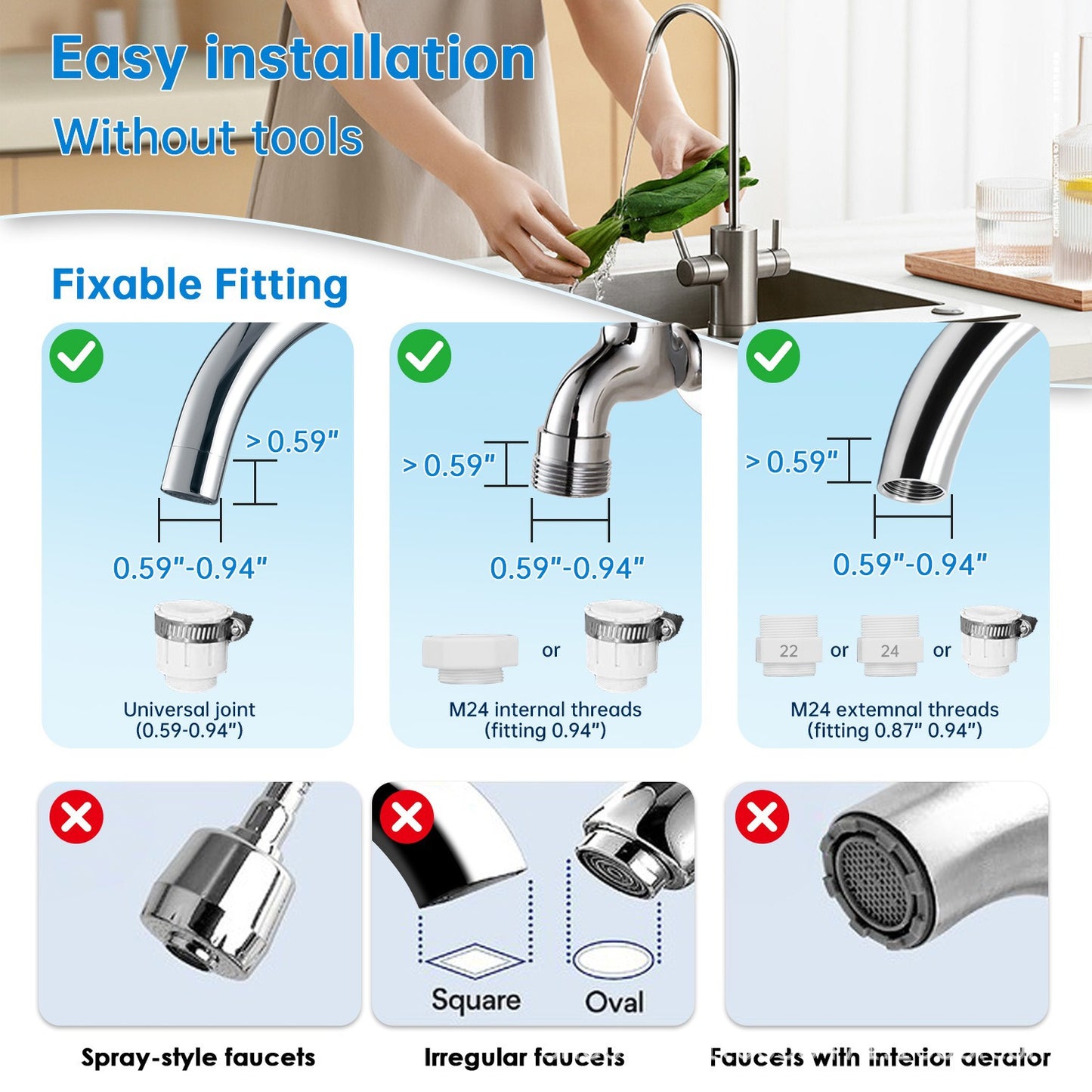 Food-grade ABS Faucet Water Filter Universal Activated Carbon Filter
