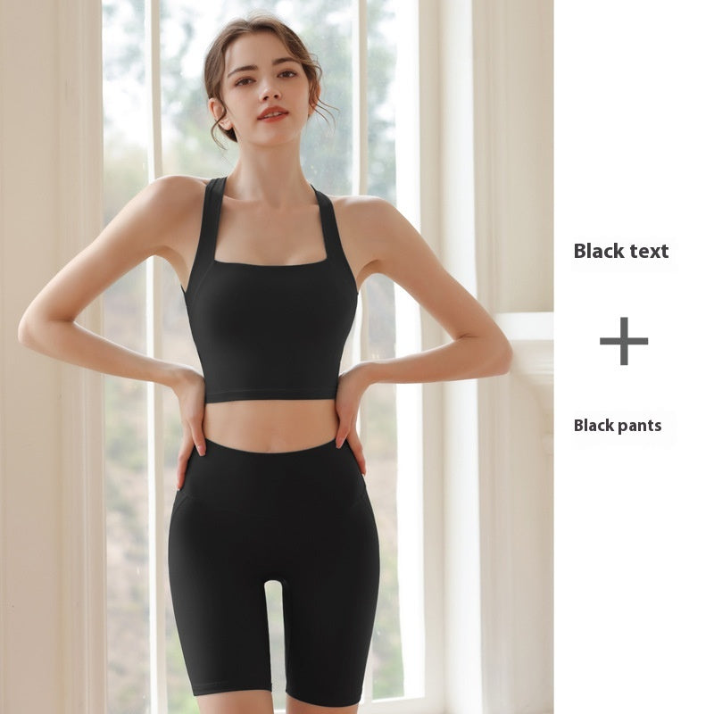 Cross Gathered Beauty Back Exercise Bra Quick-drying Running Yoga Underwear With Chest Pad