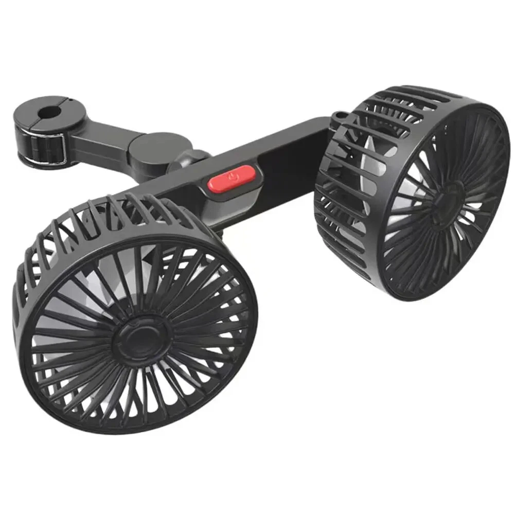 Dual Head Car Fan Portable Vehicle Truck Rotatable Auto Cooling Cooler For Backseat Air Fan USB Powered 3 Speeds