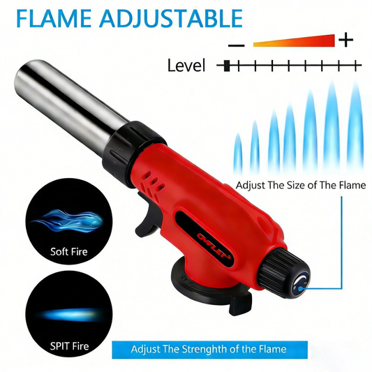 Professional Butane Kitchen Blowtorch With Adjustable Flame And 360-degree Rotation For Sous Vide, Caramelization, Baking And Grilling - Easy And Safe Cooking