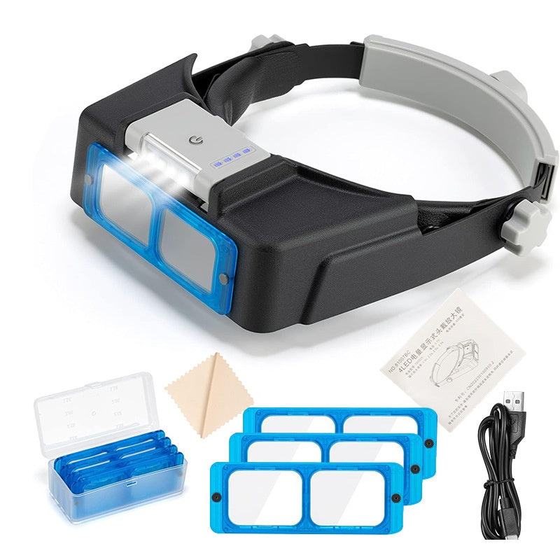 Head-mounted HD Glasses With 4 LED Lights And USB Charging