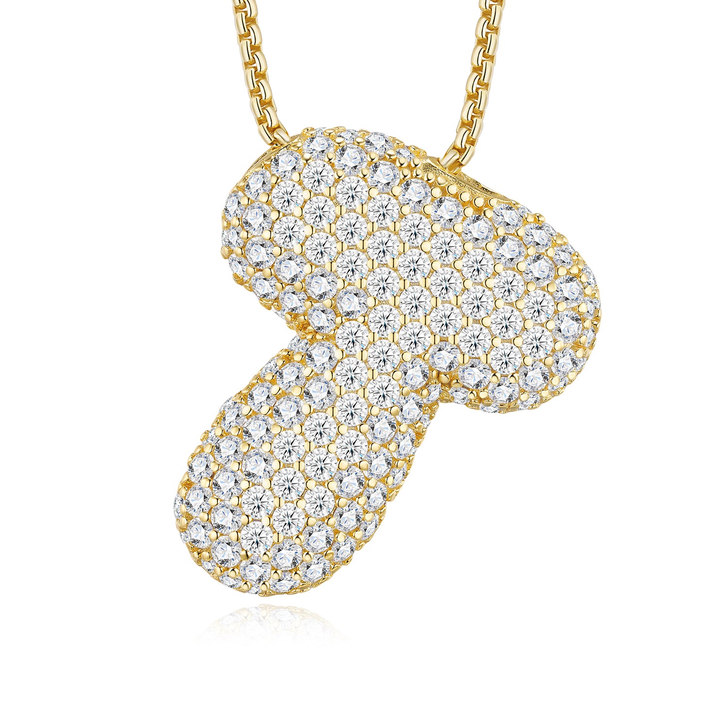 12.54g S925 Gold Plated Bubble Letter Initial Necklace For Women  D Color VVS1 Moissanite Pendant With GRA, Heavy Solid Jewelry Gift Box Set A-Z