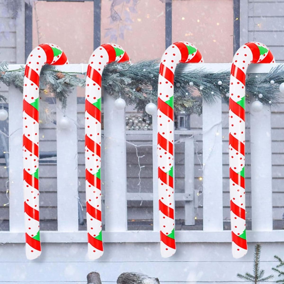4 Pieces, 90 Cm Inflatable Candy Canes,Christmas Inflatable Candy Canes, Inflatable Candy Cane Sticks,Christmas Decorations For Christmas Parties, Outdoor Front Door Christmas Decorations,Party Gifts