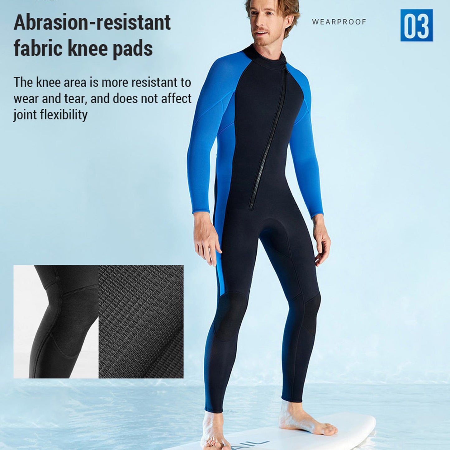Men 3mm Neoprene Wetsuits Adult One Piece Full Body Long Sleeves Diving Suit