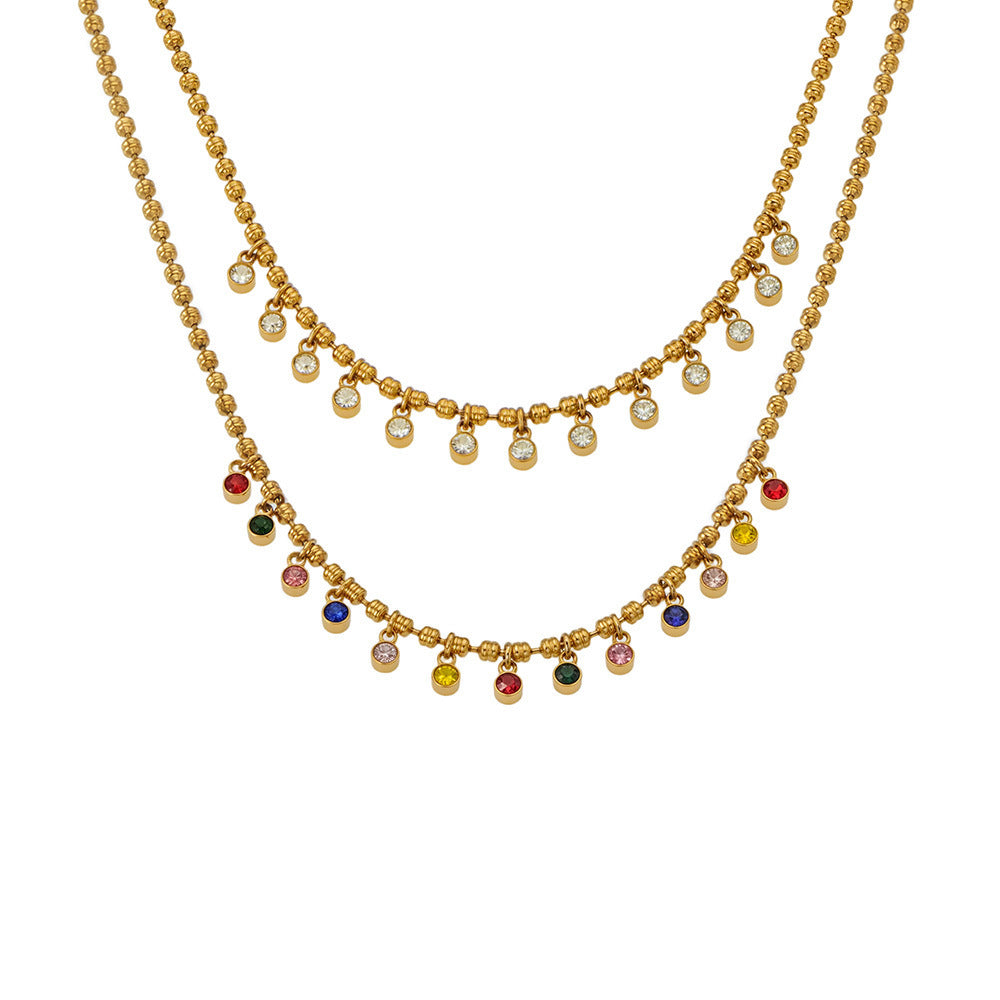Fashionable New Colorful Zircon Tassel Choker Necklace