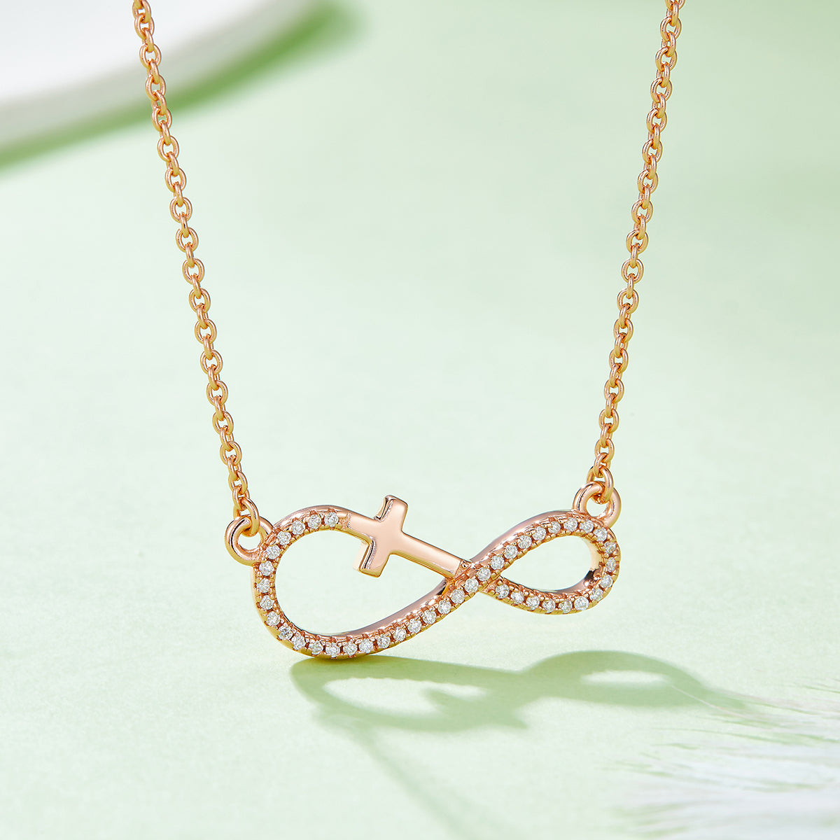 3.4g S925 Sterling Silver Moissanite Infinity Cross Necklace 45cm  41 Stone Pendant With GRA, Platinum Plated Christian Jewelry Gift Box Set For Women