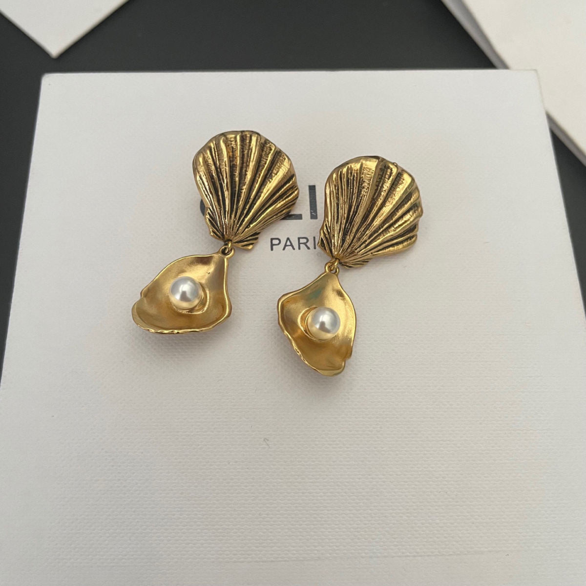 Accessories Gold Foil Metal Cased Earrings With Electroplating